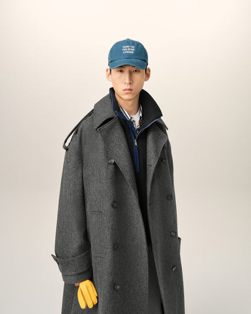 Trenchcoat aus grauer Wolle - Herren - 3 - AMI Paris - Ami Paris