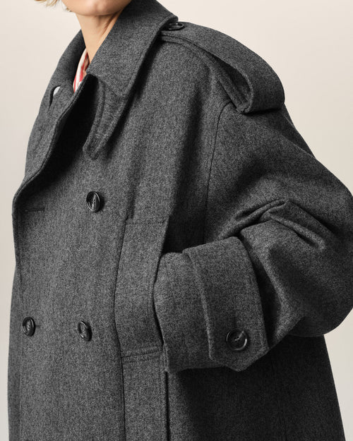 Trenchcoat aus grauer Wolle - Damen - 11 - AMI Paris - Ami Paris