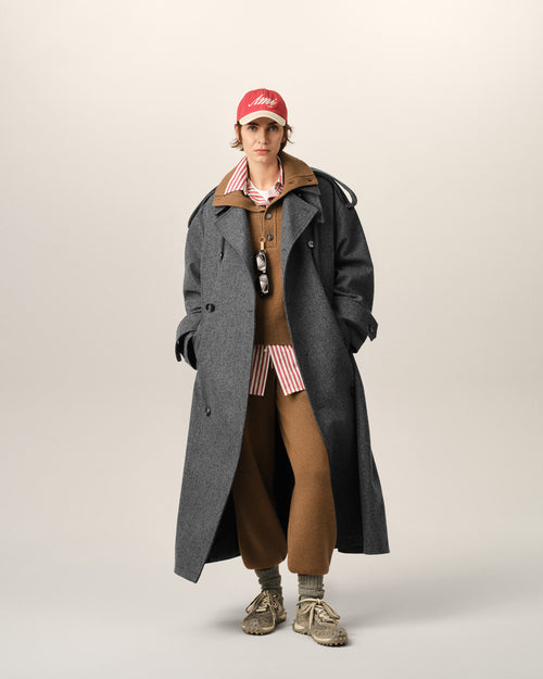 Trenchcoat aus grauer Wolle - Damen - 9 - AMI Paris - Ami Paris