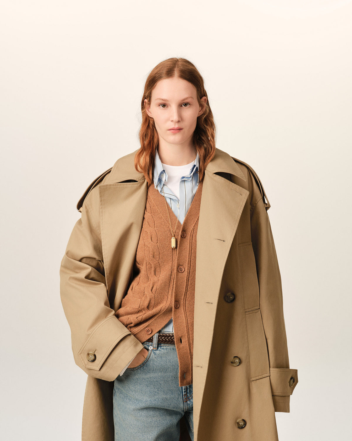 Beige cotton trench coat - 10