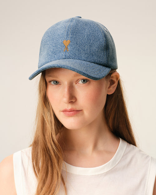 Blue Denim Ami De Coeur Embroidery Cap - 8 - Ami Paris