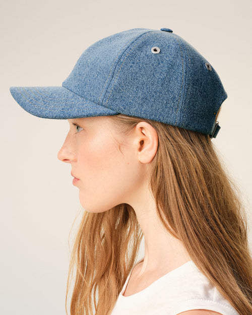 Blue Denim Ami De Coeur Embroidery Cap - Woman - 11 - AMI Paris - Ami Paris
