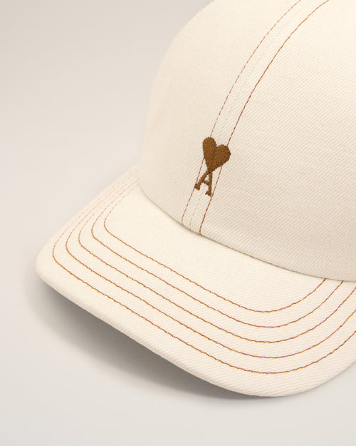 White cotton cap with Ami de Coeur - Man - 3 - AMI Paris - Ami Paris
