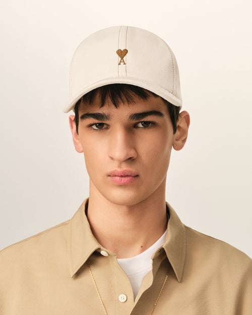 White cotton cap with Ami de Coeur - Man - 2 - AMI Paris - Ami Paris