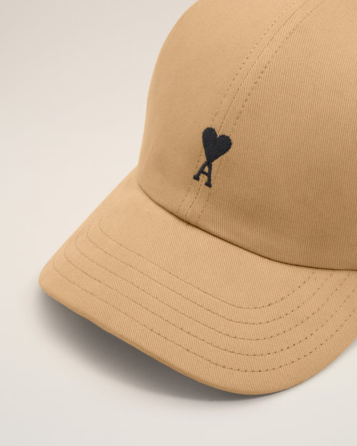 Beige cotton cap with Ami de coeur - Man - 3 - AMI Paris - Ami Paris