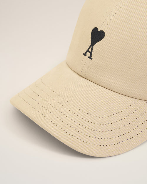 Beige Cotton Ami De Coeur Embroidery Cap - 3 - Ami Paris