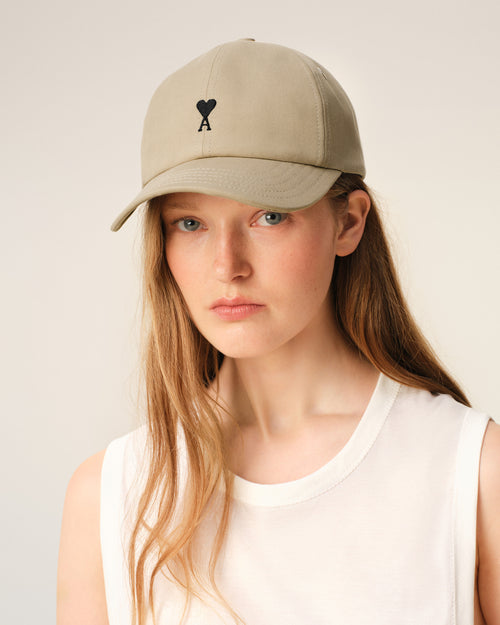 Beige Cotton Ami De Coeur Embroidery Cap - Woman - 8 - AMI Paris - Ami Paris