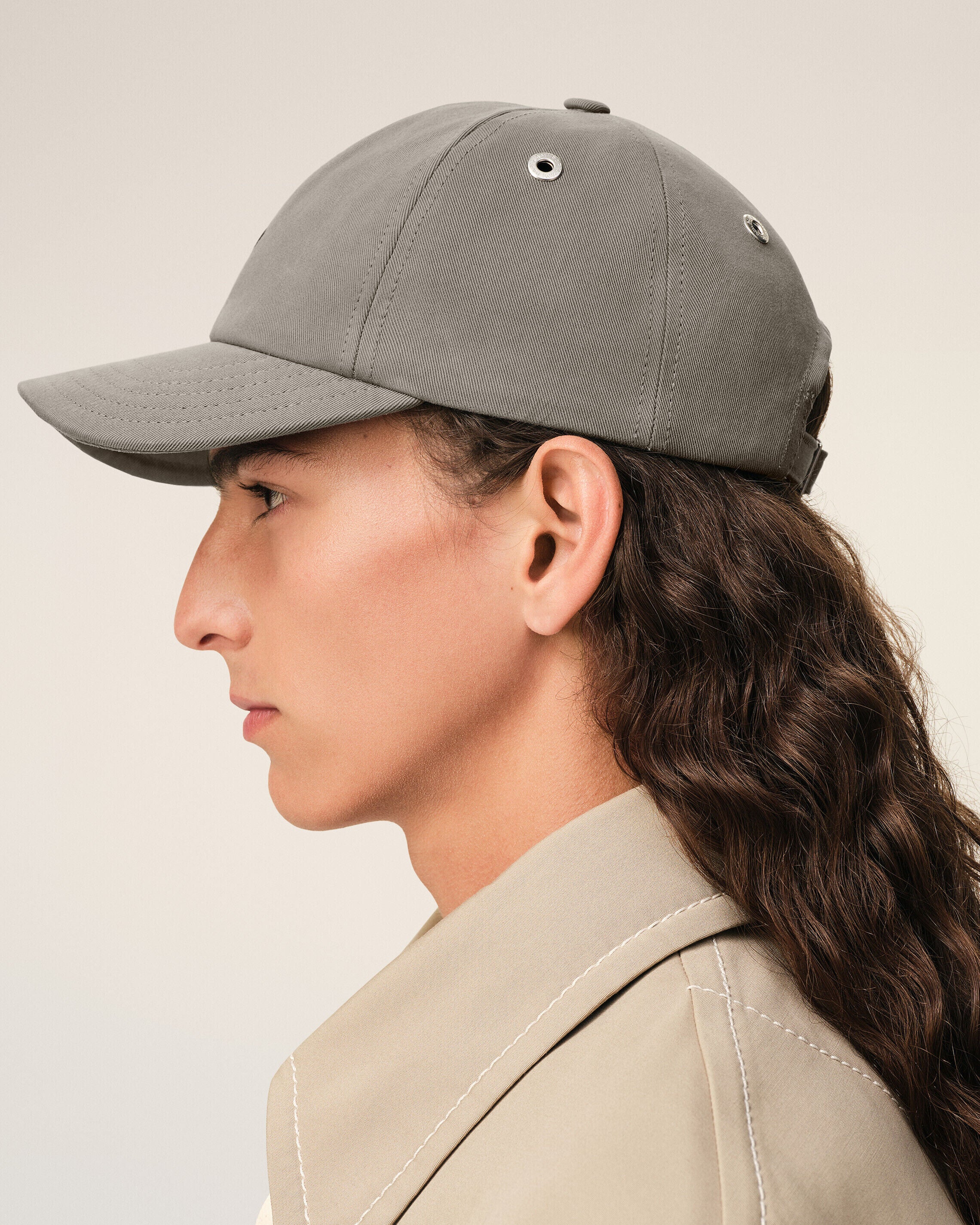 グレー コットン Ami De Coeur エンブロイダリー キャップ カーボン