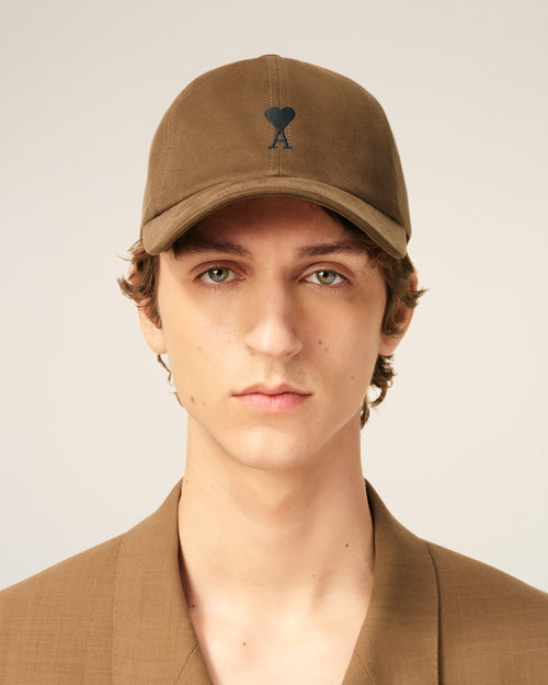 Brown Cotton Ami De Coeur Embroidery Cap - 2 - Ami Paris