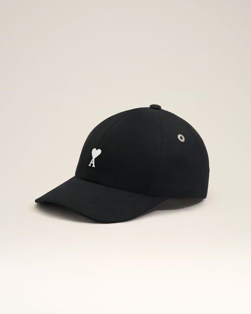 Black cotton cap with Ami de Coeur - Man - 1 - AMI Paris - Ami Paris