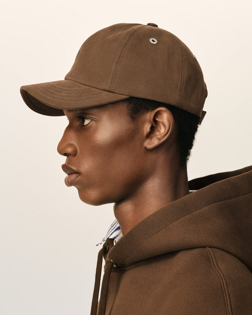 Brown cotton cap with Ami de Coeur - Man - 5 - AMI Paris - Ami Paris