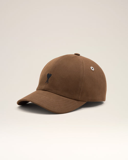 Brown cotton cap with Ami de Coeur - CHOCOLATE BROWN - Ami Paris