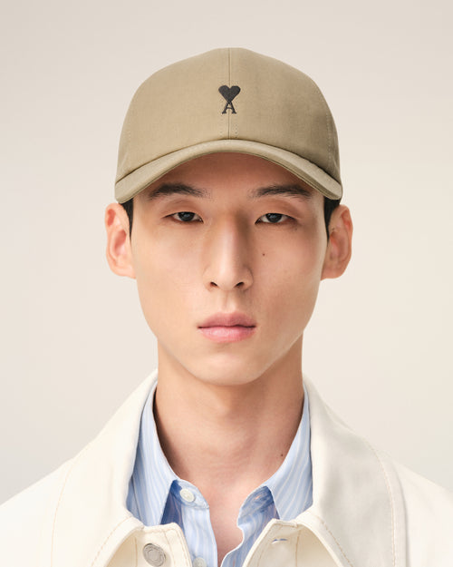 Beige Cotton Ami De Coeur Embroidery Cap - Man - 2 - AMI Paris - Ami Paris