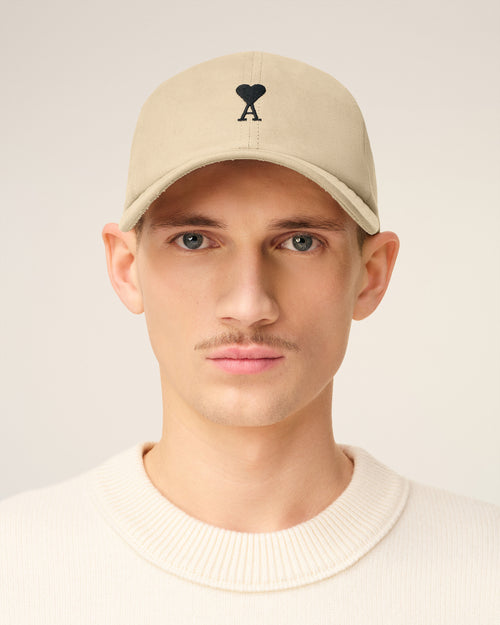 Beige Cotton Ami De Coeur Embroidery Cap - 2 - Ami Paris