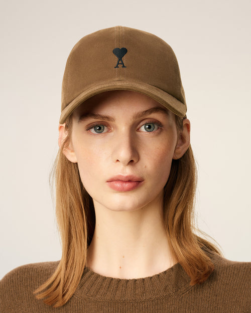                                     Brown Cotton Ami De Coeur Embroidery Cap - 3                                 - Ami Paris