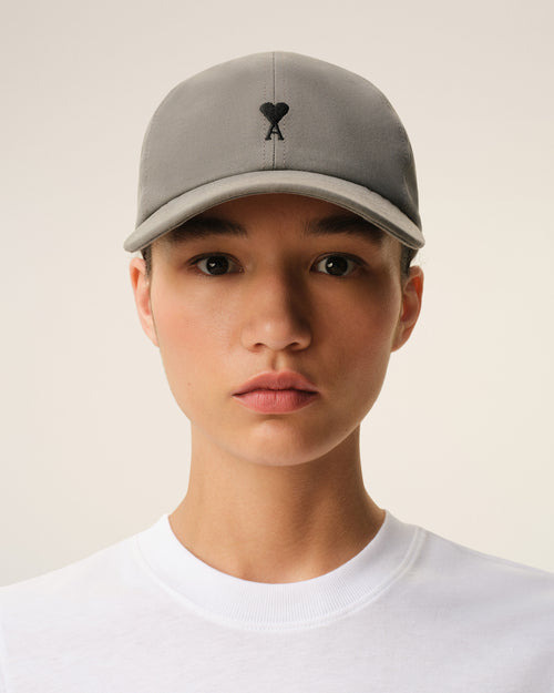                                     Grey Cotton Ami De Coeur Embroidery Cap - 3                                 - Ami Paris