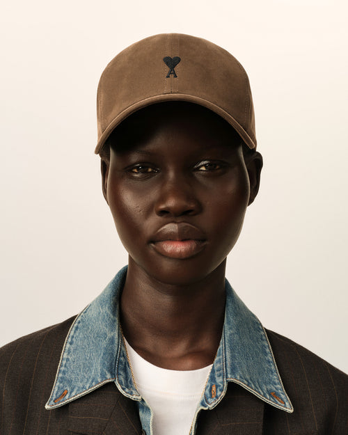 Brown cotton cap with Ami de Coeur - Woman - 8 - AMI Paris - Ami Paris