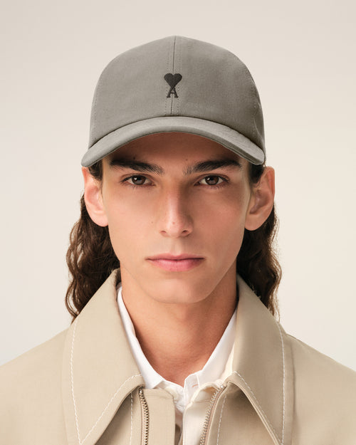 Grey Cotton Ami De Coeur Embroidery Cap - 1 - Ami Paris