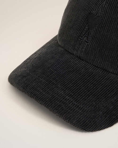 Black Cotton Ami De Coeur Corduroy Cap - 9 - Ami Paris