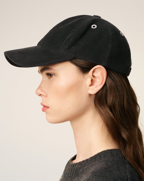 Black Cotton Ami De Coeur Corduroy Cap - 11 - Ami Paris