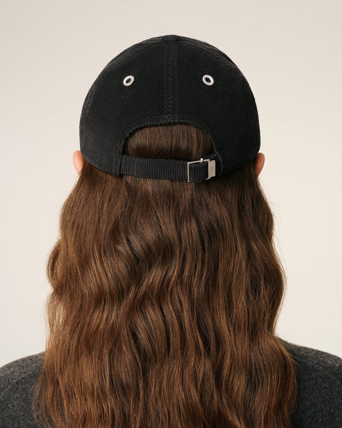 Black Cotton Ami De Coeur Corduroy Cap - 12 - Ami Paris