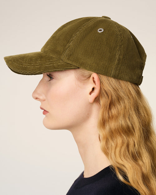 Green Cotton Ami De Coeur Corduroy Cap - 11 - Ami Paris