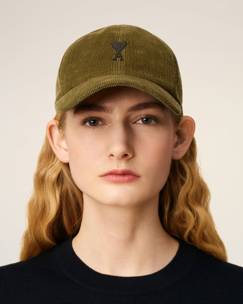 Green Cotton Ami De Coeur Corduroy Cap - 4 - Ami Paris