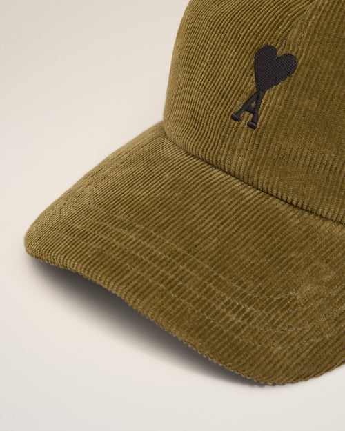Green Cotton Ami De Coeur Corduroy Cap - 3 - Ami Paris