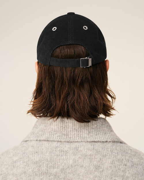 Black Cotton Ami De Coeur Corduroy Cap - 6 - Ami Paris