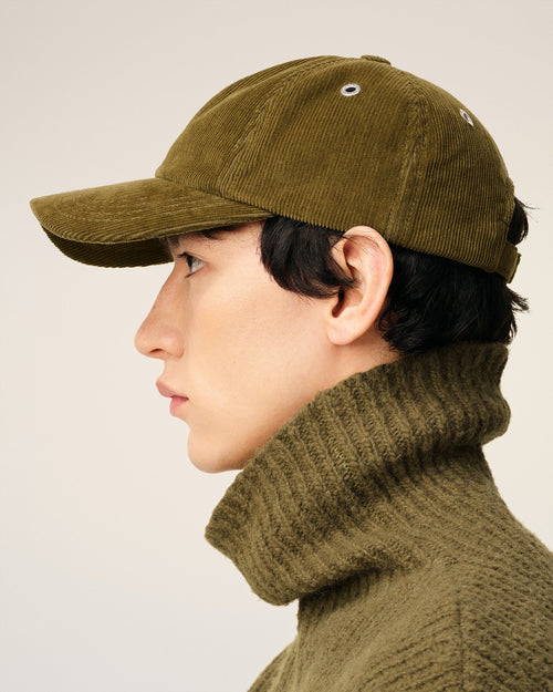 Green Cotton Ami De Coeur Corduroy Cap - 5 - Ami Paris