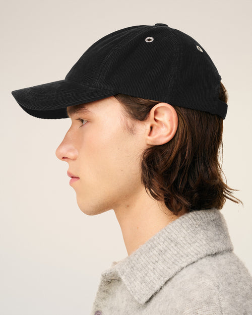 Black Cotton Ami De Coeur Corduroy Cap - 5 - Ami Paris
