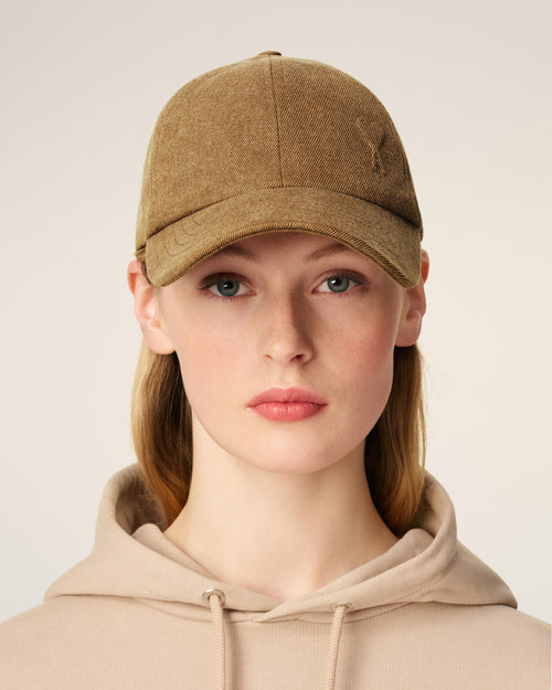                             Brown Cotton Embossed Ami De Coeur Cap - 3                         - Ami Paris