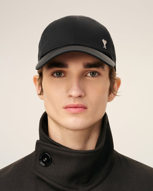 Black Nylon Ami De Coeur Stud Cap - 2 - Ami Paris