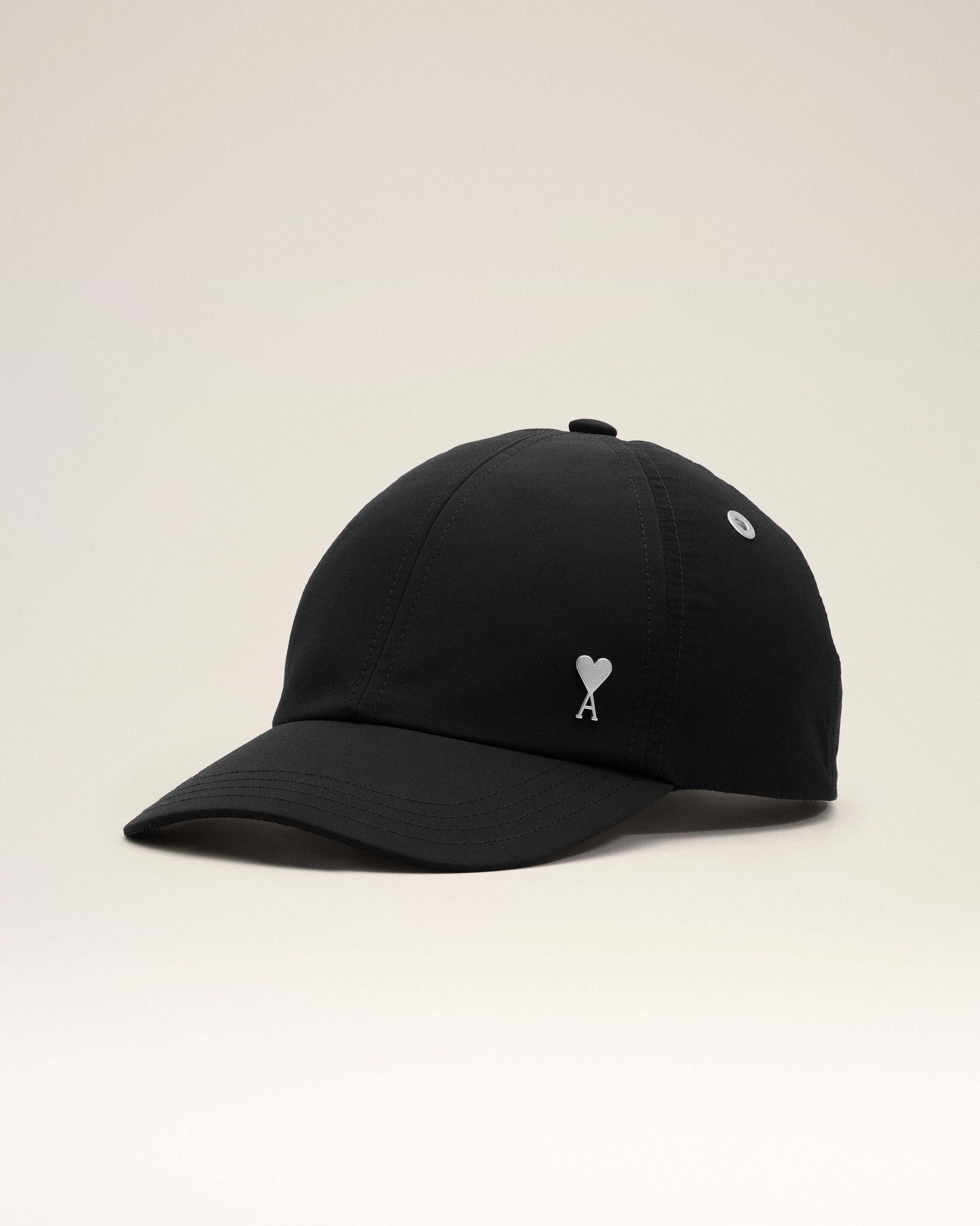 Black nylon and cotton cap with Ami de Coeur stud - 1