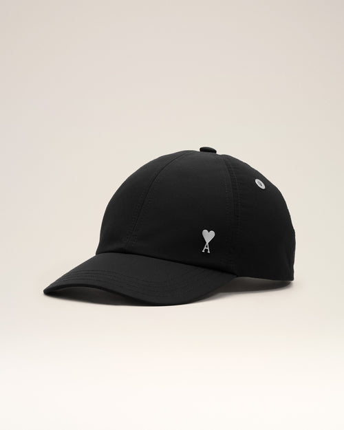 Black nylon and cotton cap with Ami de Coeur stud - Man - 1 - AMI Paris - Ami Paris