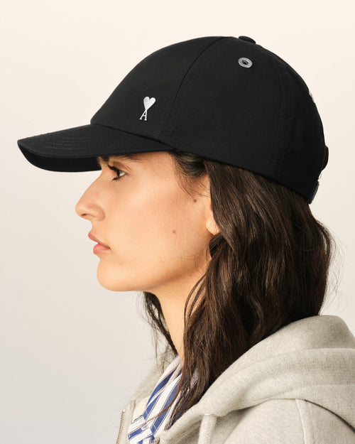 Black nylon and cotton cap with Ami de Coeur stud - Woman - 11 - AMI Paris - Ami Paris