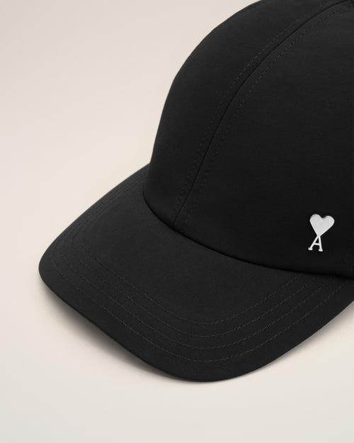 Black nylon and cotton cap with Ami de Coeur stud - Woman - 9 - AMI Paris - Ami Paris
