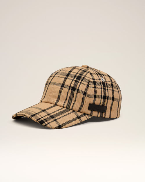                                 Brown Wool Checked Patch Cap - 3                             - Ami Paris
