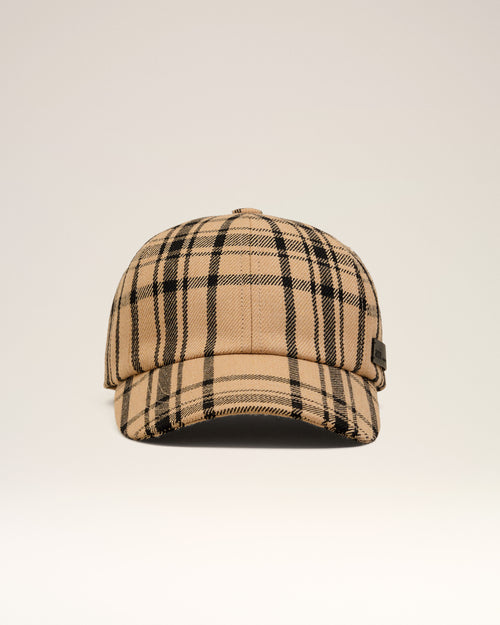 Brown Wool Checked Patch Cap - 4 - Ami Paris