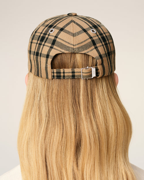 Brown Wool Checked Patch Cap - 12 - Ami Paris