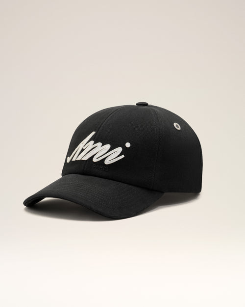                                    Casquette Noire Empiècement Feutré Ami en Coton - 3                                 - Ami Paris