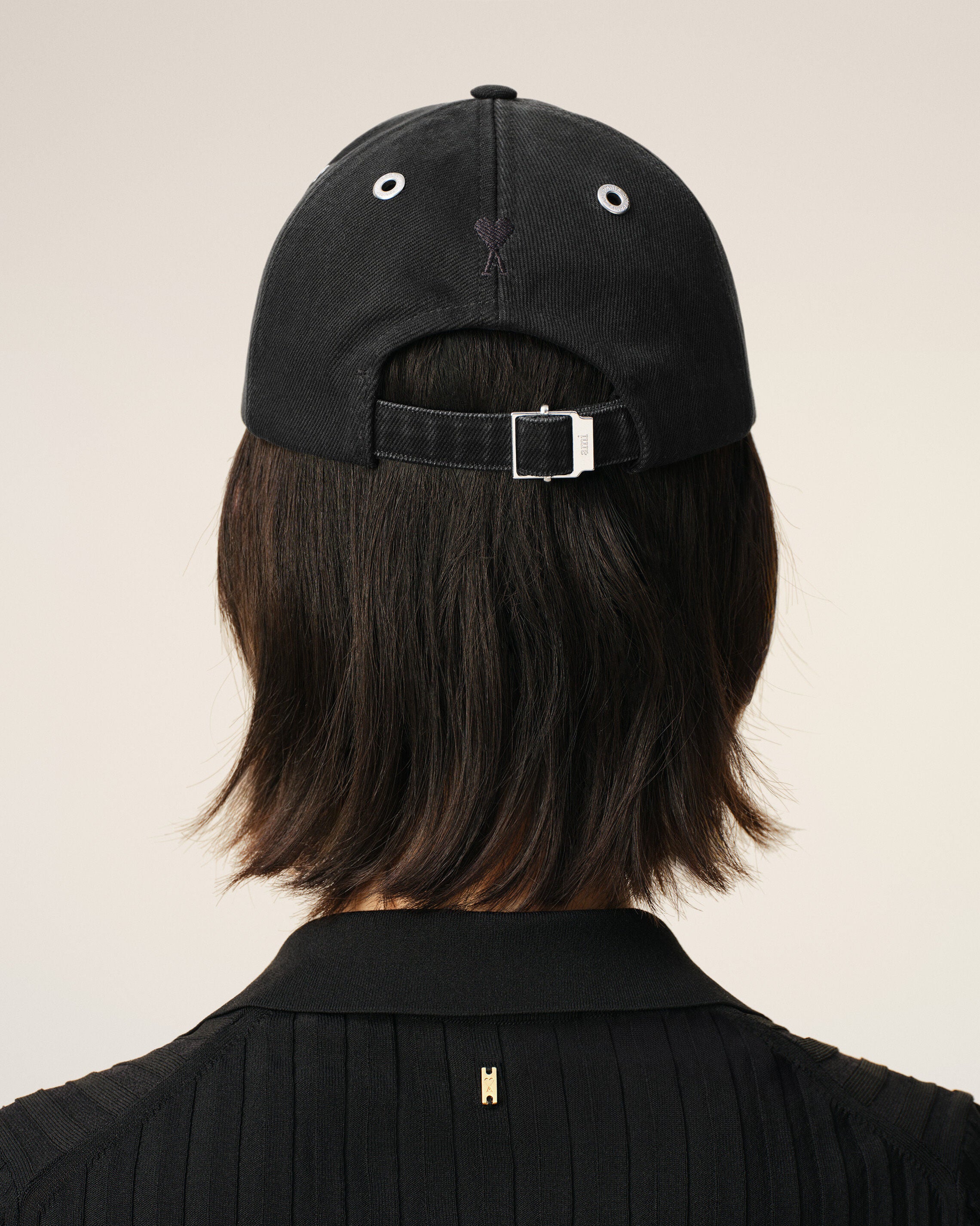 Black Cotton Ami Felt Patch Cap - 12