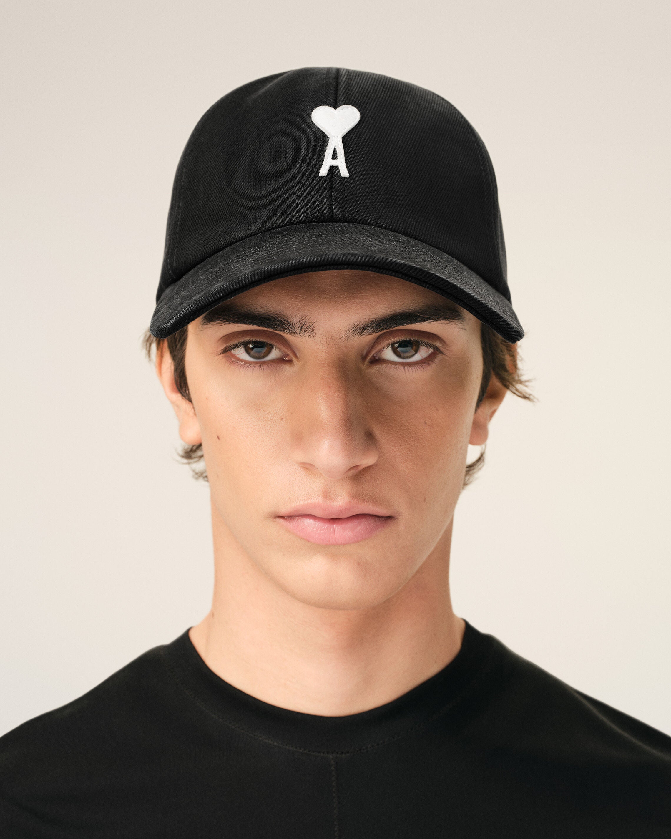 BLACK Black Cotton Ami De Coeur Felt Patch Cap | Ami Paris