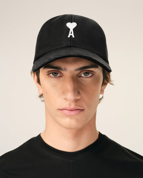 Black Cotton Ami De Coeur Felt Patch Cap - 2 - Ami Paris