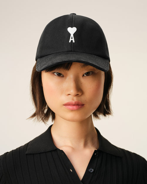                                 Casquette Noire Empiècement Feutré Ami De Coeur en Coton - 3                             - Ami Paris