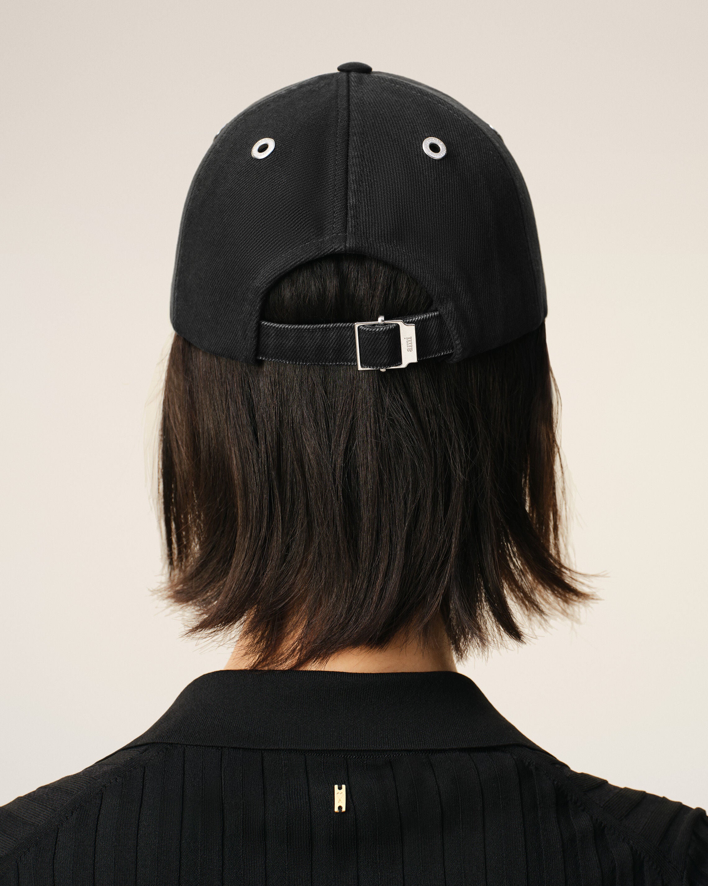 Black Cotton Ami De Coeur Felt Patch Cap - 12