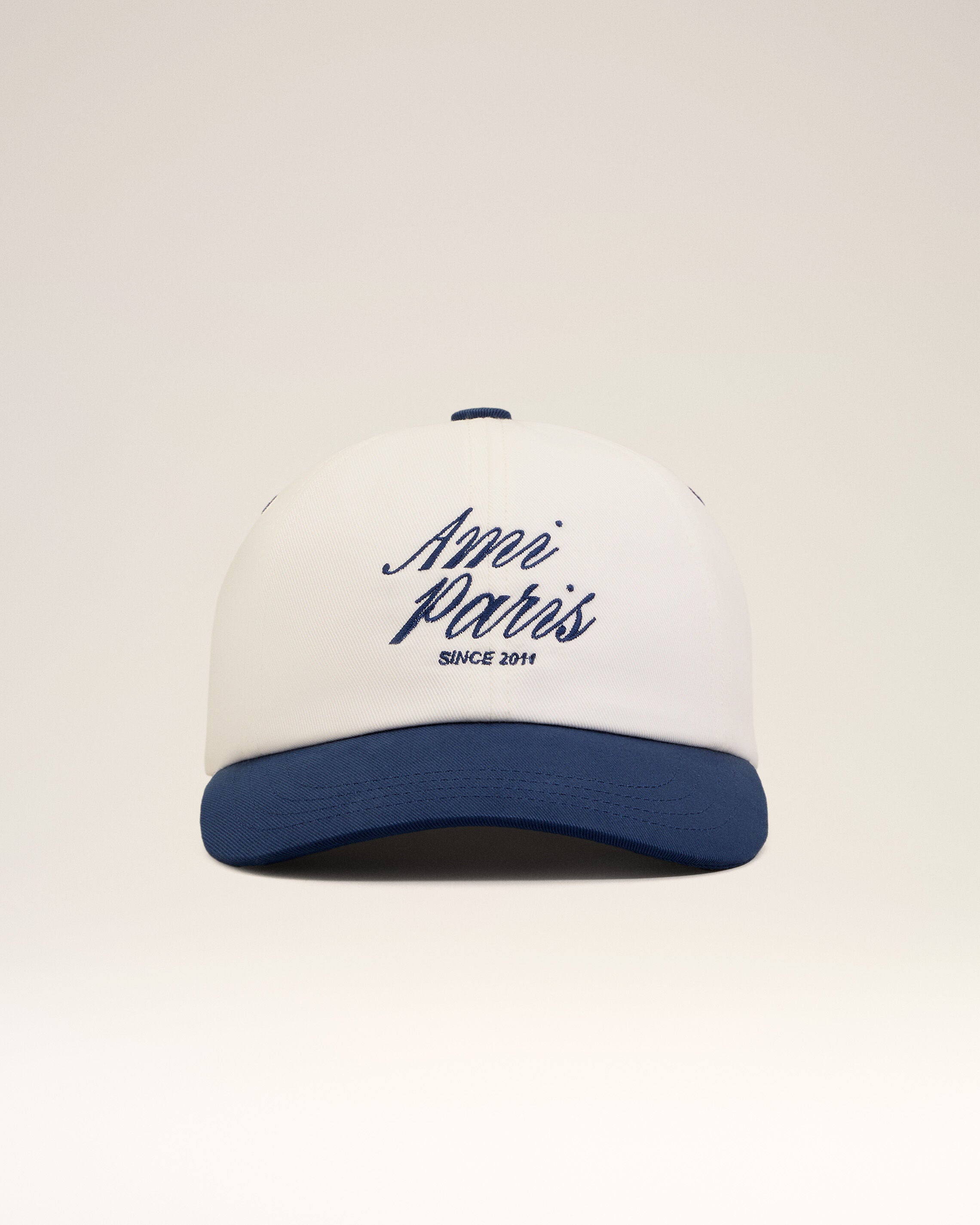 INK/WHITE CREAM Blue And White Bicolor Cotton Ami Paris Cap | Ami