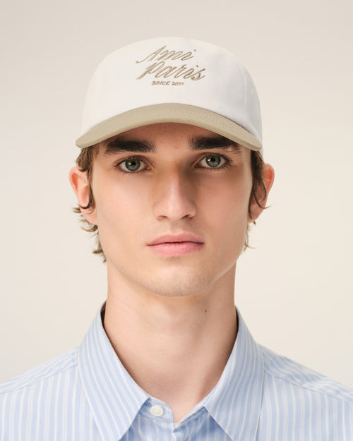 Beige And White Bicolor Cotton Ami Paris Cap - 2 - Ami Paris