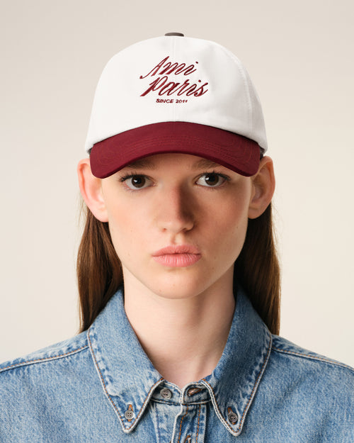                                     Red And White Bicolor Cotton Ami Paris Cap - 3                                 - Ami Paris
