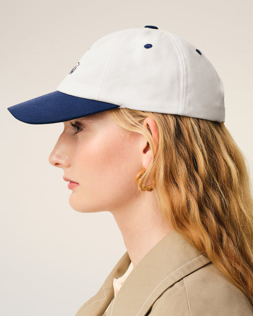 Blue And White Bicolor Cotton Ami Paris Cap - Woman - 11 - AMI Paris - Ami Paris
